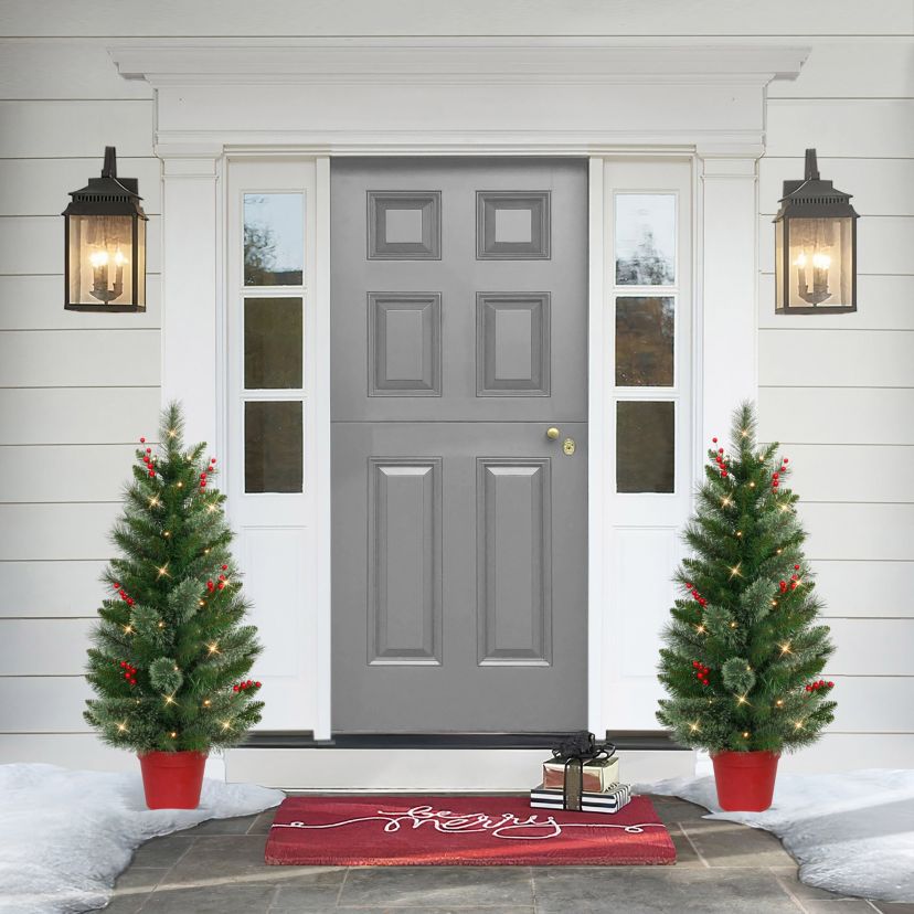 2 3.5 ft. PreLit Artificial Potted Trees