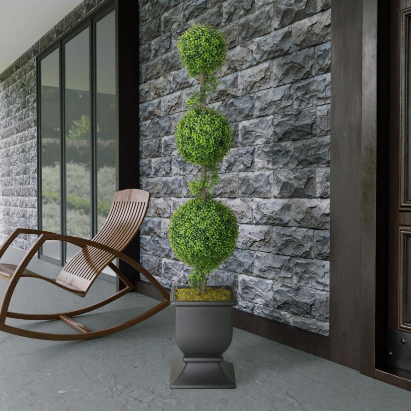 60" Topiary Triple Ball Boxwood Artificial Tree