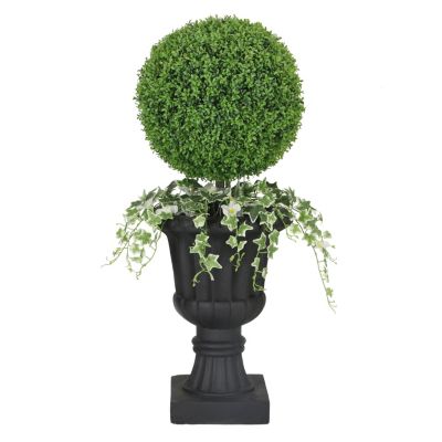 Puleo International 41" Topiary Boxwood Artificial Tree, Green