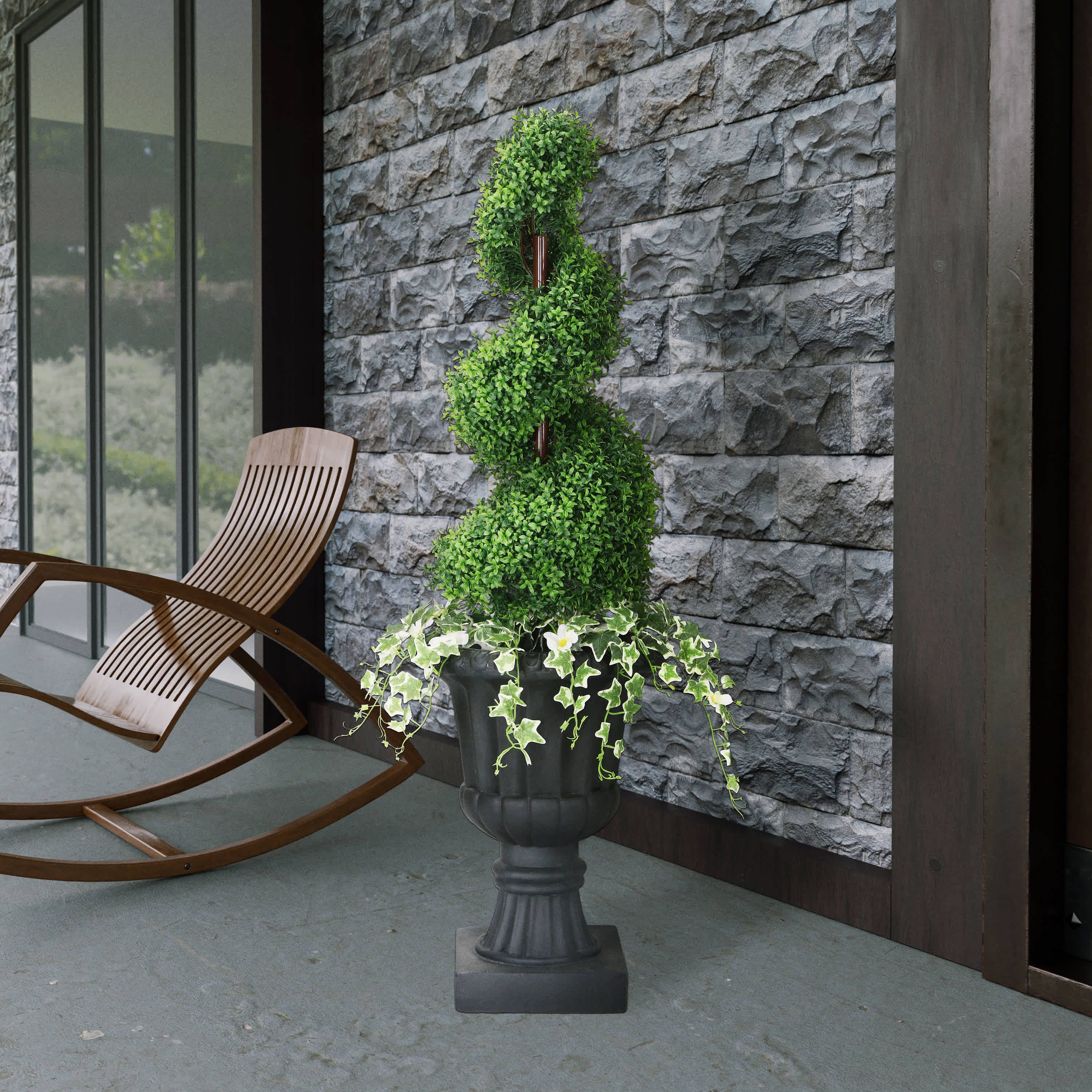 52" Topiary Spiral Boxwood Artificial Tree