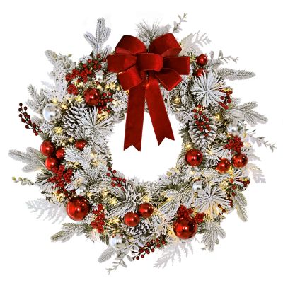 Puleo International 20-Foot Snowy Silverton Pine Garland, Unlit Christmas Garland with Red Berries & Holly Leaves, 455 Realistic Branch Tips, 10-Inch