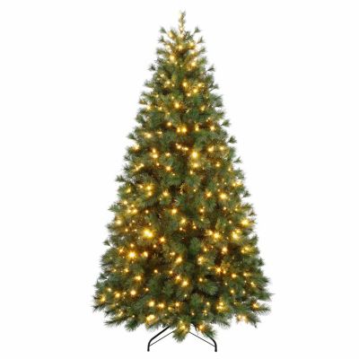 Puleo International 6.5' Pre-Lit Artificial Colorado Pine Christmas Tree with 300 Dual Function LED Lights, Green