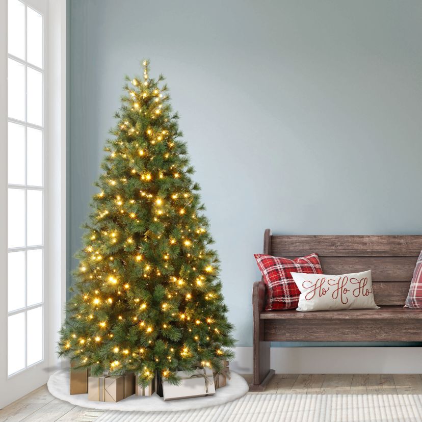 Puleo International 6.5 Pre-Lit Artificial Colorado Pine Christmas Tree with 300 Dual Function LED Lights