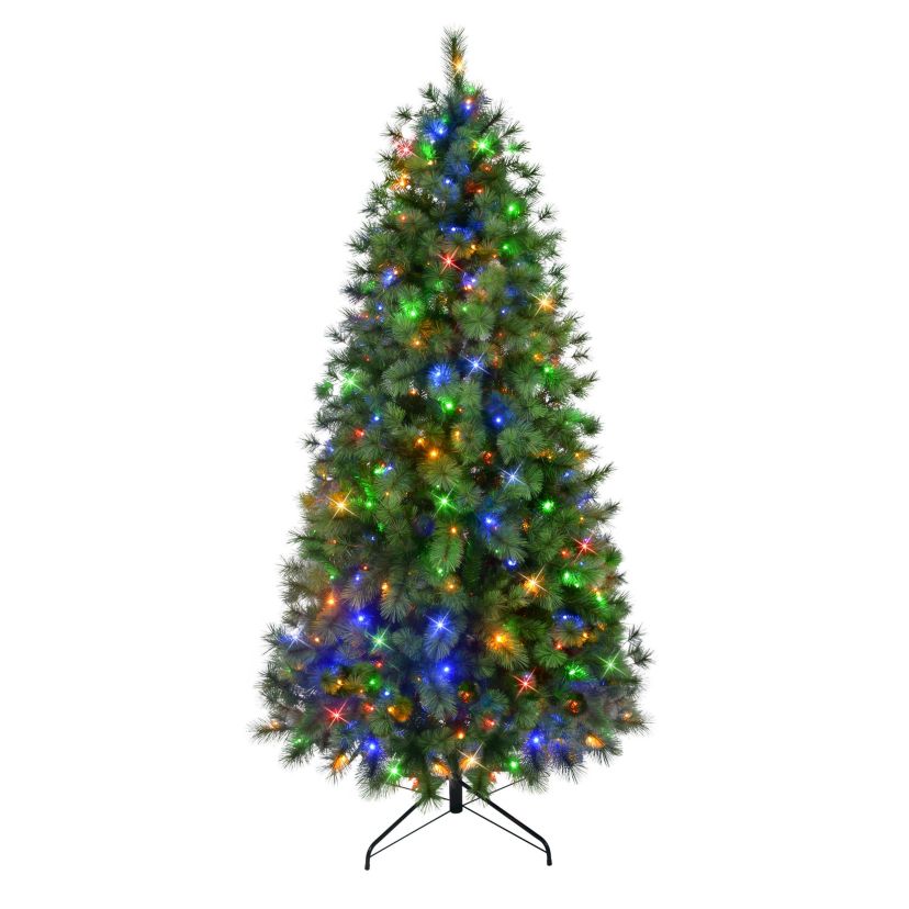Puleo International 7.5 Pre-Lit Artificial Colorado Pine Christmas Tree with 300 Dual Function LED Lights