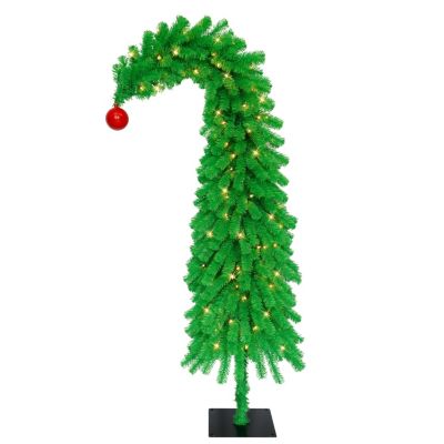 Puleo International 6' Pre-Lit Whimsical Artificial Wrapped Christmas Tree, Green, 6 Foot