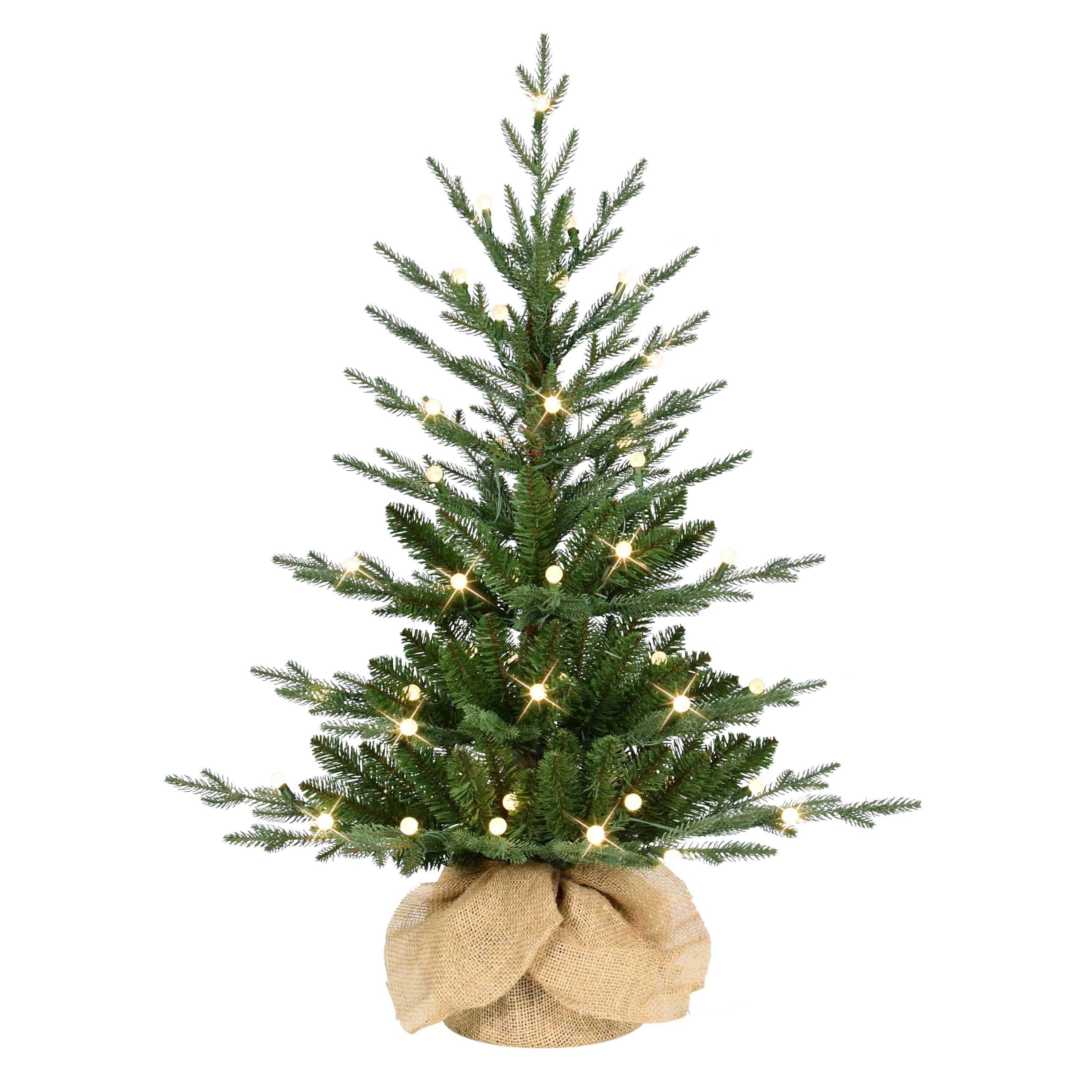 Puleo International 3 Pre-Lit Artificial Christmas Tree in Burlap Sac Base