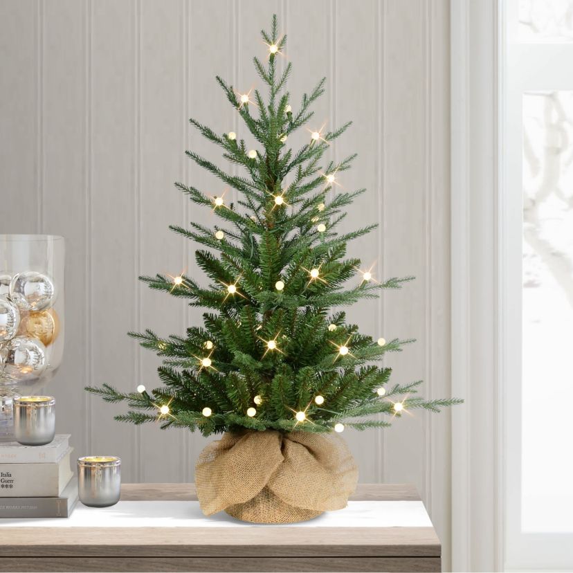 Puleo International 3 Pre-Lit Artificial Christmas Tree in Burlap Sac Base
