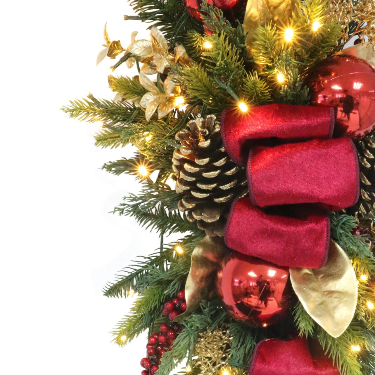 Puleo International 28" Pre-Lit Battery-Operated Adorned Banister Swag