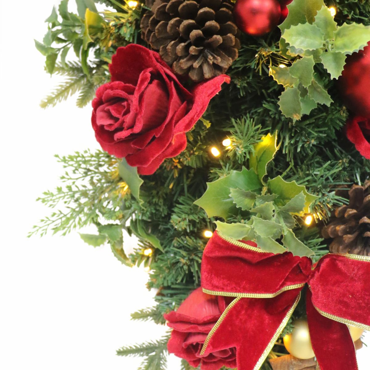 Puleo International 28" Artificial Pre-Lit Adorned Banister Swag Battery-Operated