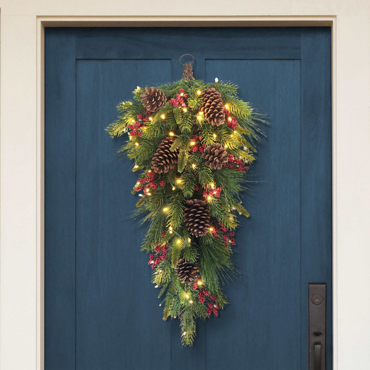 Puleo International 28" Pre-Lit Artificial Adorned Battery-Operated Banister Swag