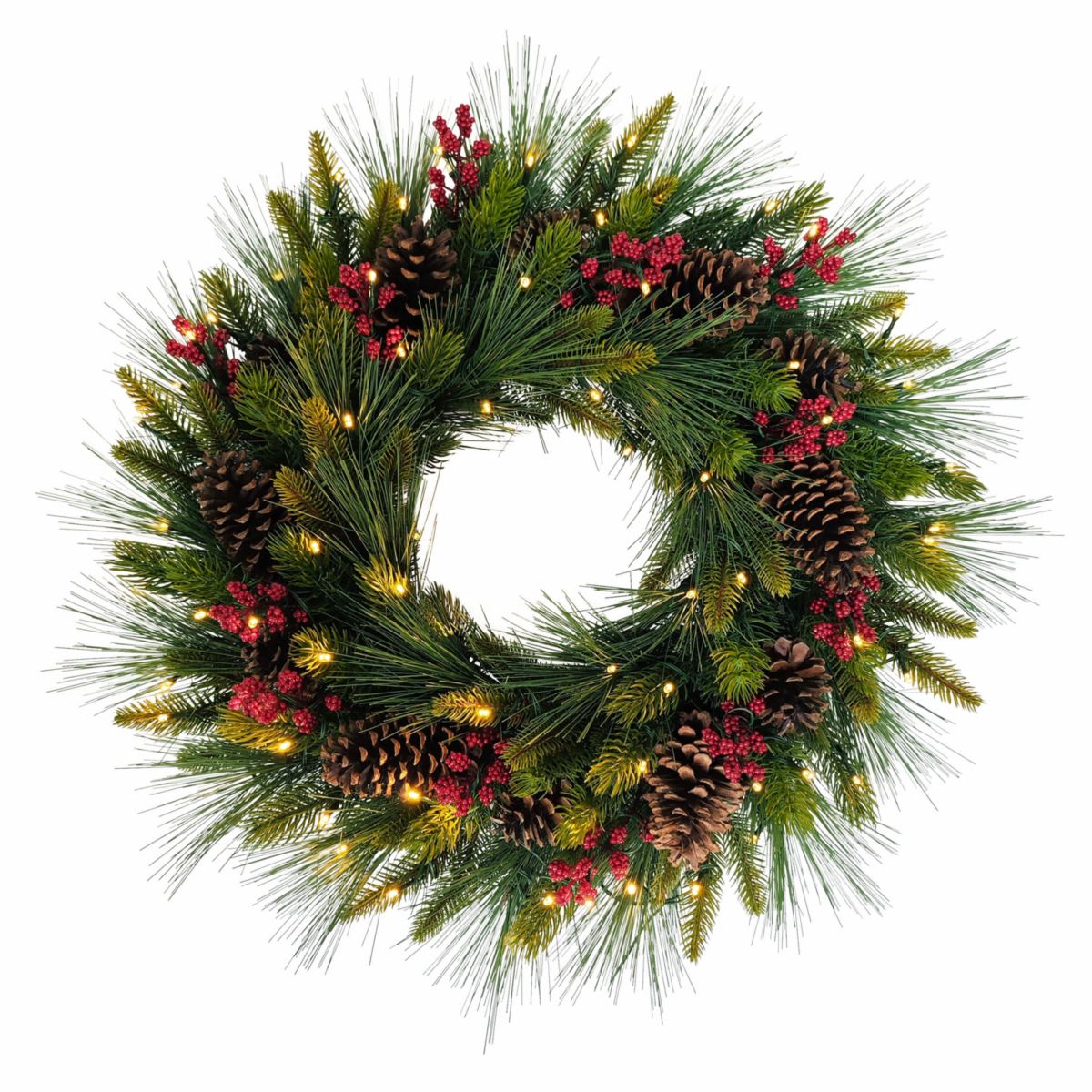 Puleo International 26" Pre-Lit Artificial Adorned Christmas Wreath