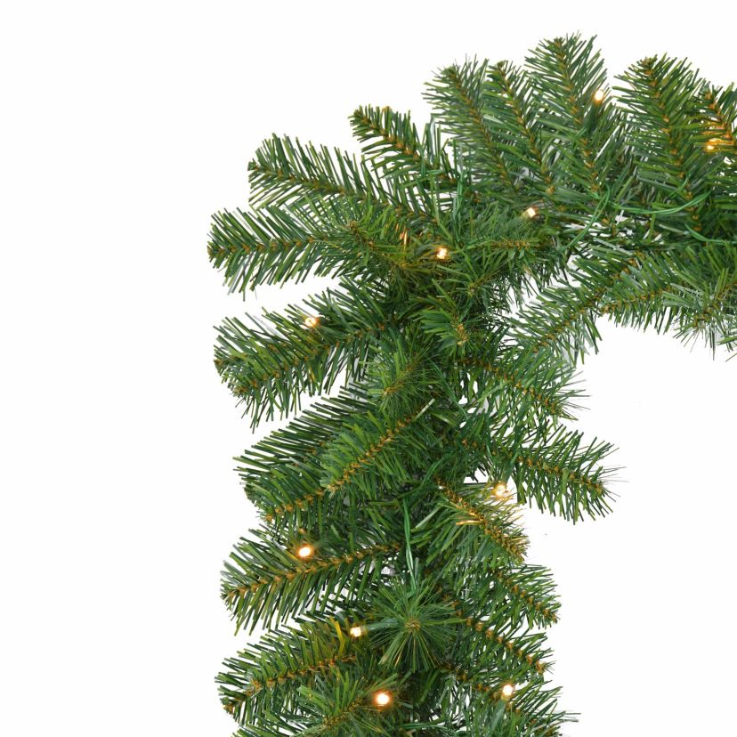 Puleo International 5-Piece Pre-Lit Artificial Christmas Décor Set Featuring 2 Trees, 1 Wreath, and 2 Garland