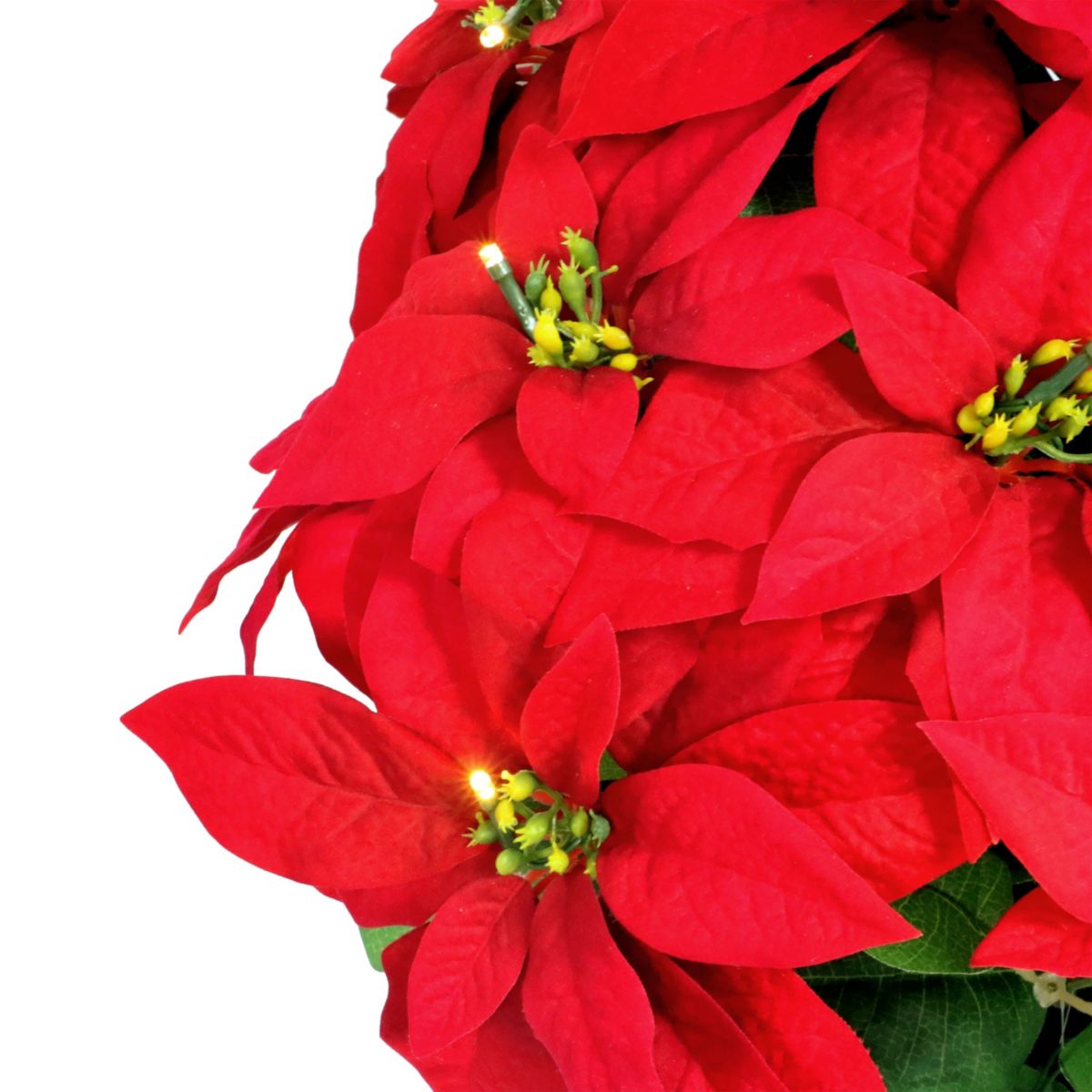 Puleo International 22" Pre-Lit Battery-Operated Artificial Potted Red Poinsettias