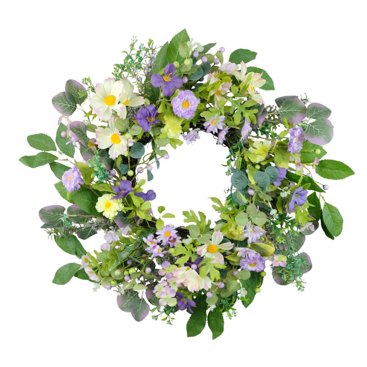 Puleo International 24-inch Artificial Daisy Floral Spring Wreath