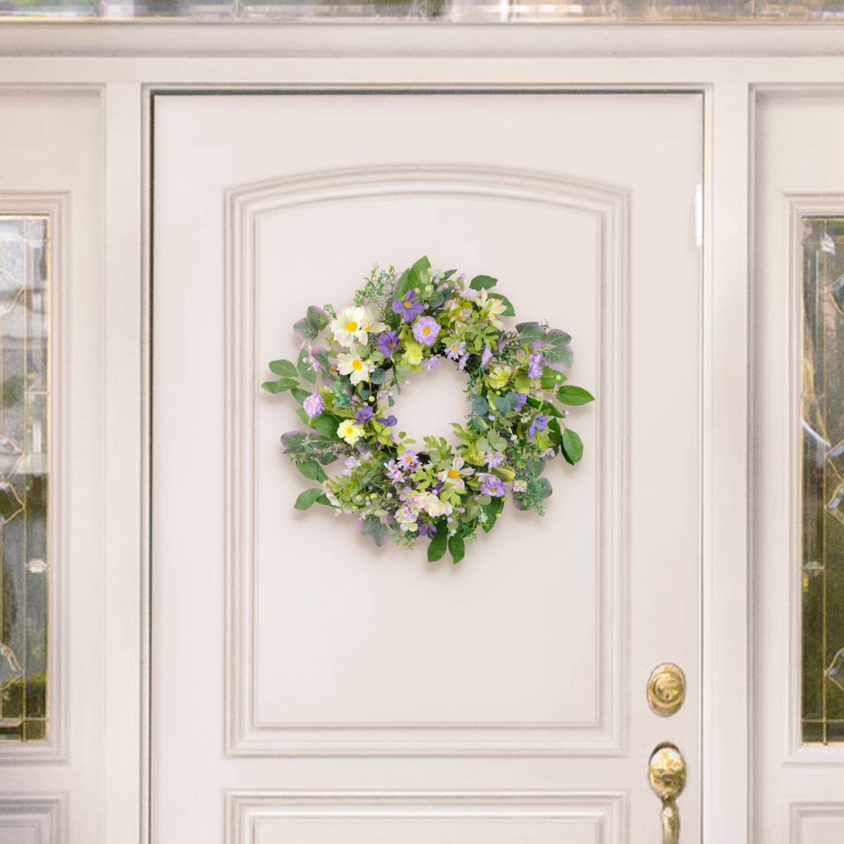 Puleo International 24-inch Artificial Daisy Floral Spring Wreath