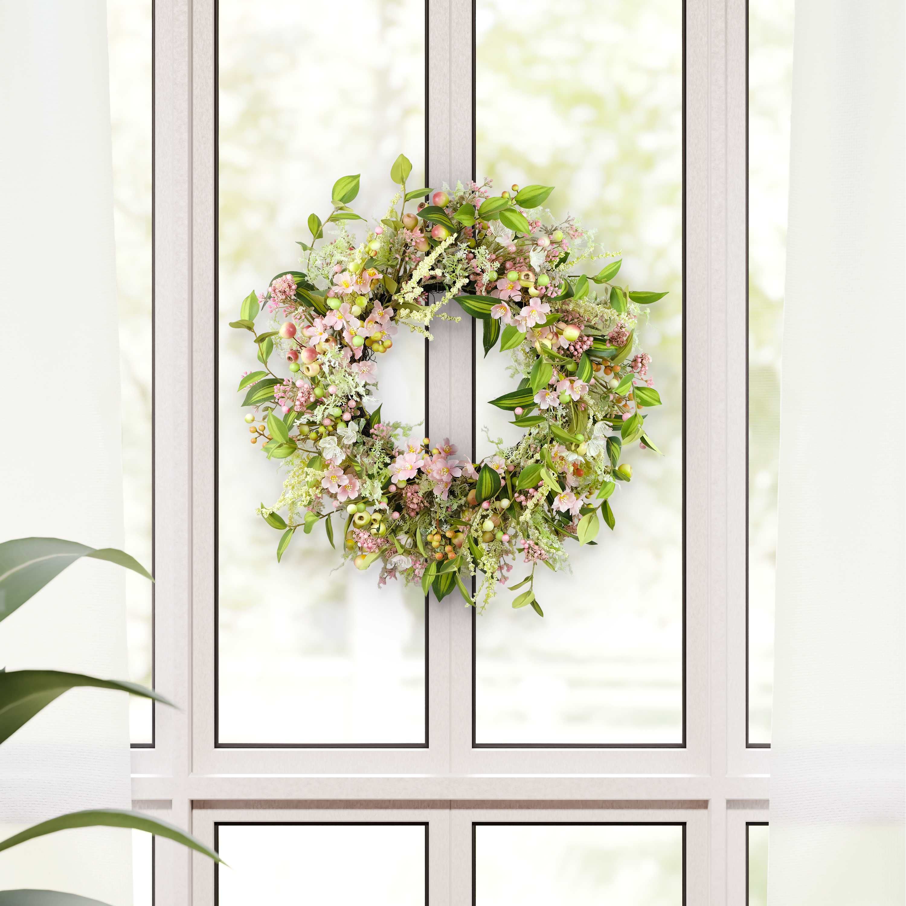 Puleo International 26-inch Artificial Dogwood Floral Spring Wreath