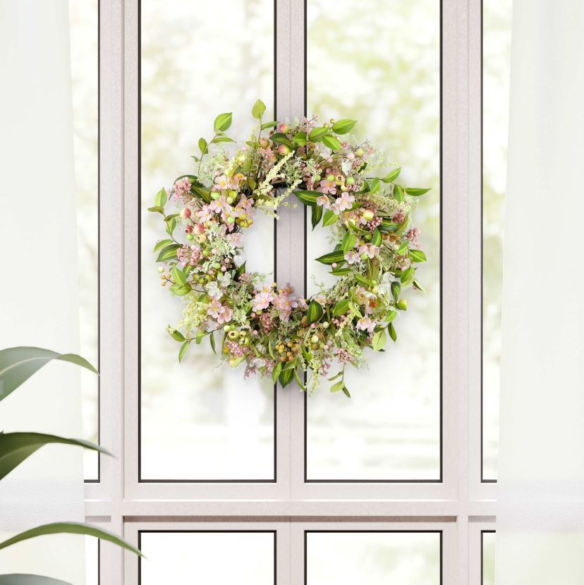 Puleo International 26-inch Artificial Dogwood Floral Spring Wreath