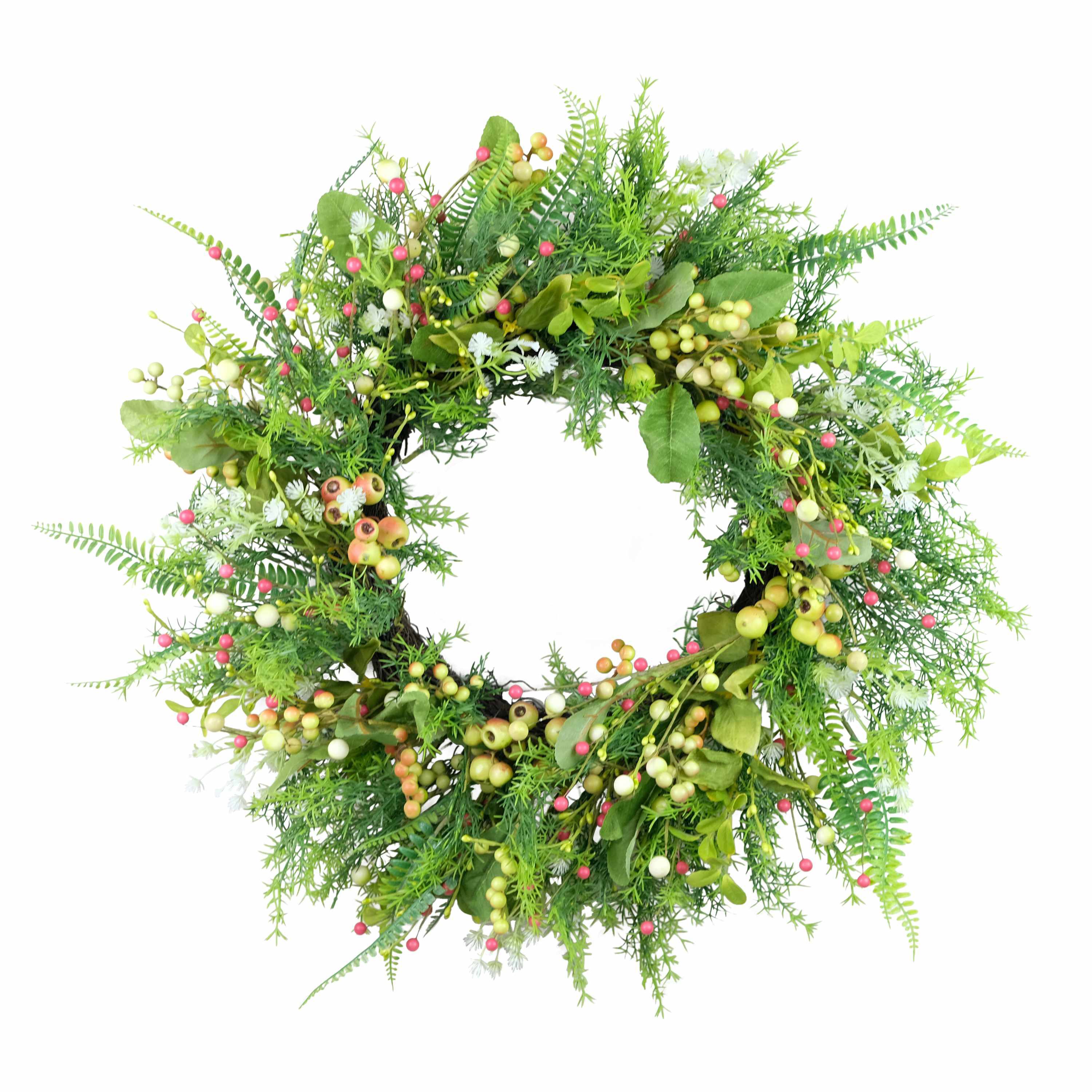 Puleo International 26-inch Artificial Fern and Berry Spring Wreath