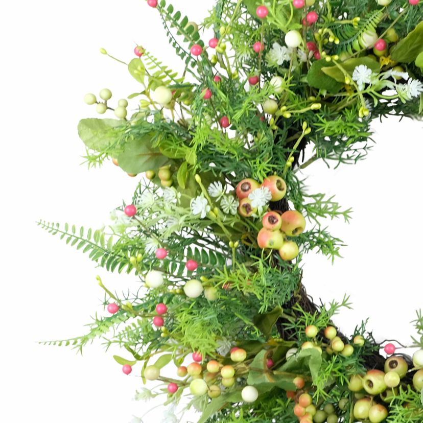 Puleo International 26-inch Artificial Fern and Berry Spring Wreath
