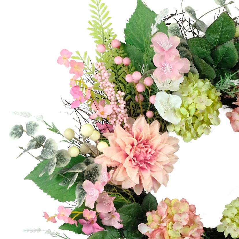 Puleo International 26-inch Artificial Hydrangea and Dahlia Floral Spring Wreath