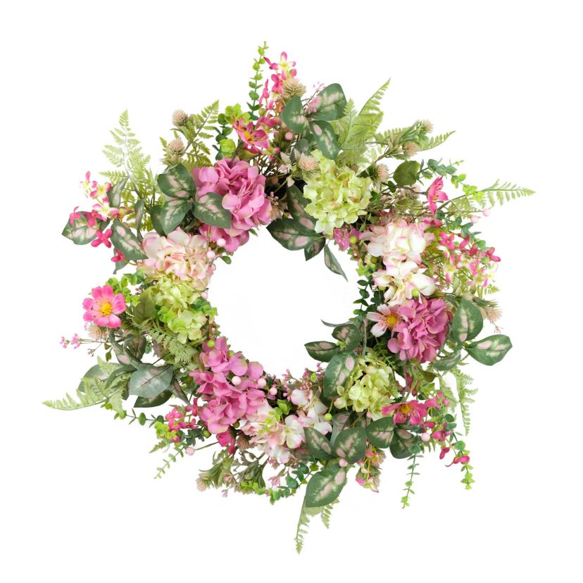 Puleo International 26-inch Artificial Hydrangea and Dogwood Floral Spring Wreath