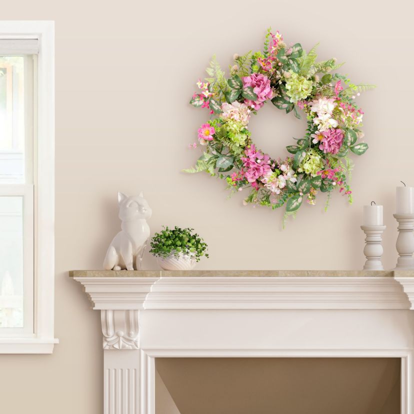 Puleo International 26-inch Artificial Hydrangea and Dogwood Floral Spring Wreath