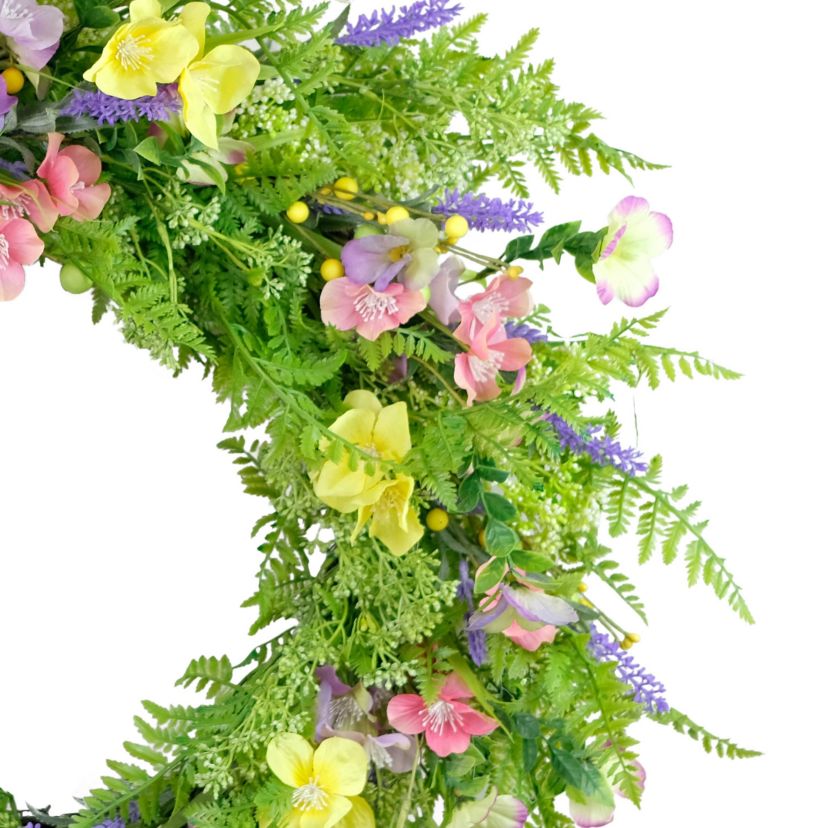 Puleo International 30-inch Artificial Dogwood and Lavender Floral Spring Wreath