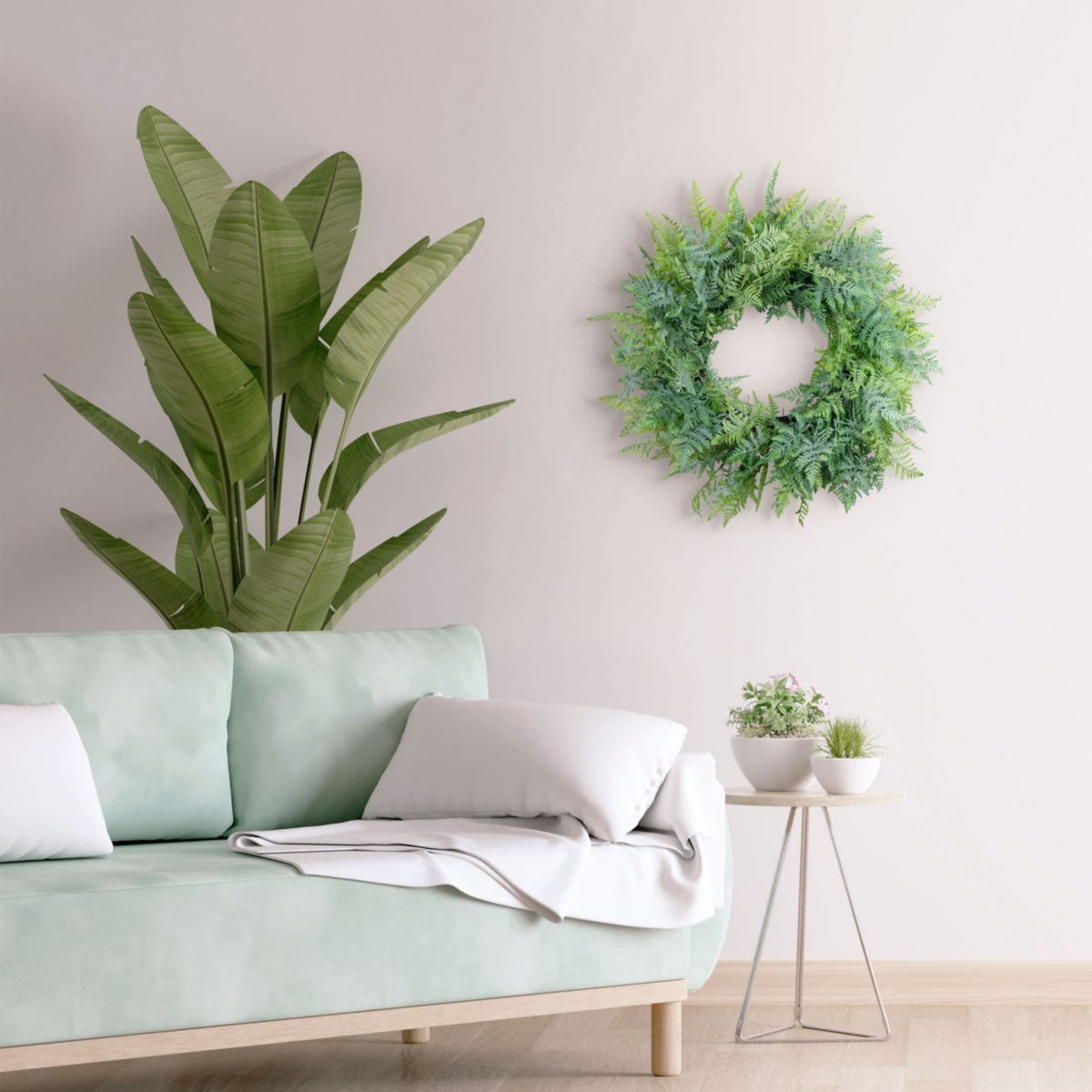 Puleo International 26-inch Artificial Fern Spring Wreath