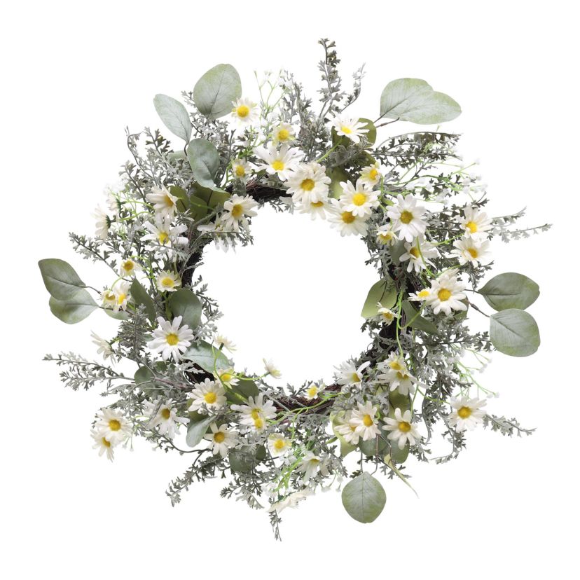 Puleo International 24-inch Artificial Daisy Floral Spring Wreath