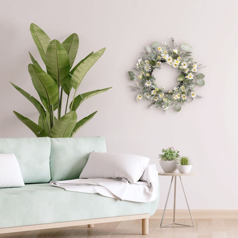 Puleo International 24-inch Artificial Daisy Floral Spring Wreath