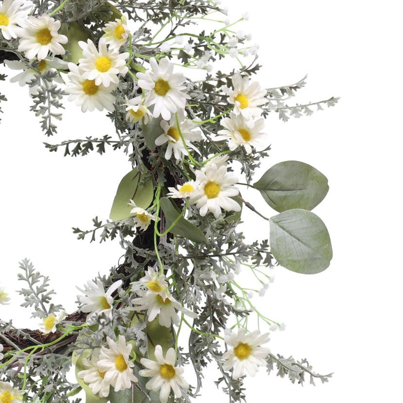 Puleo International 24-inch Artificial Daisy Floral Spring Wreath
