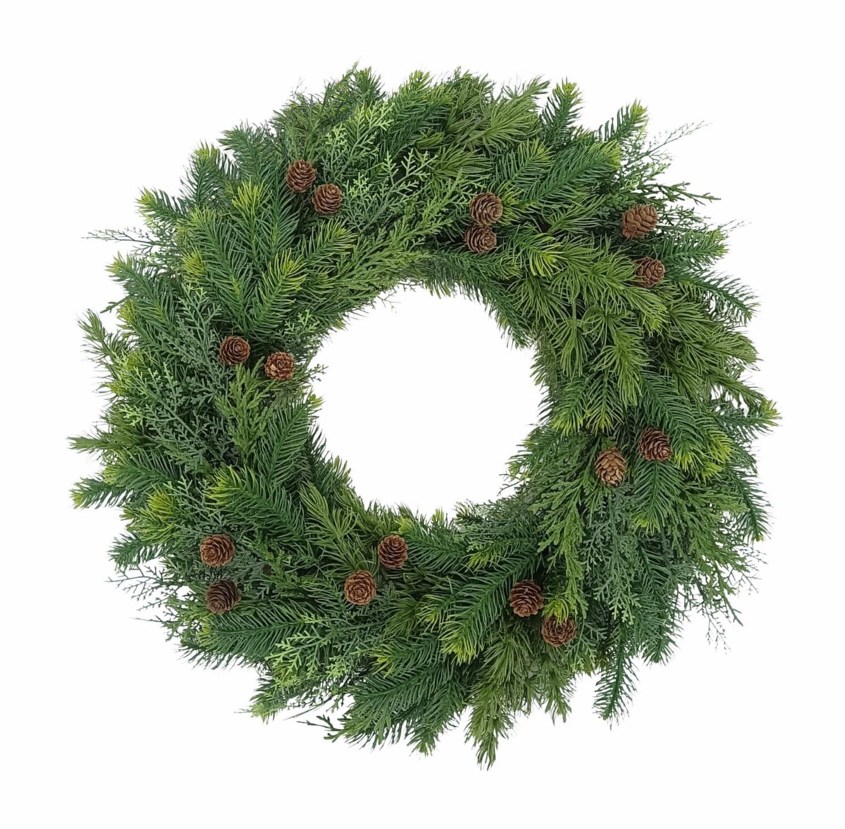 Puleo International 24" Artificial Christmas Wreath with Soft PE Tips Adorned with Pinecones