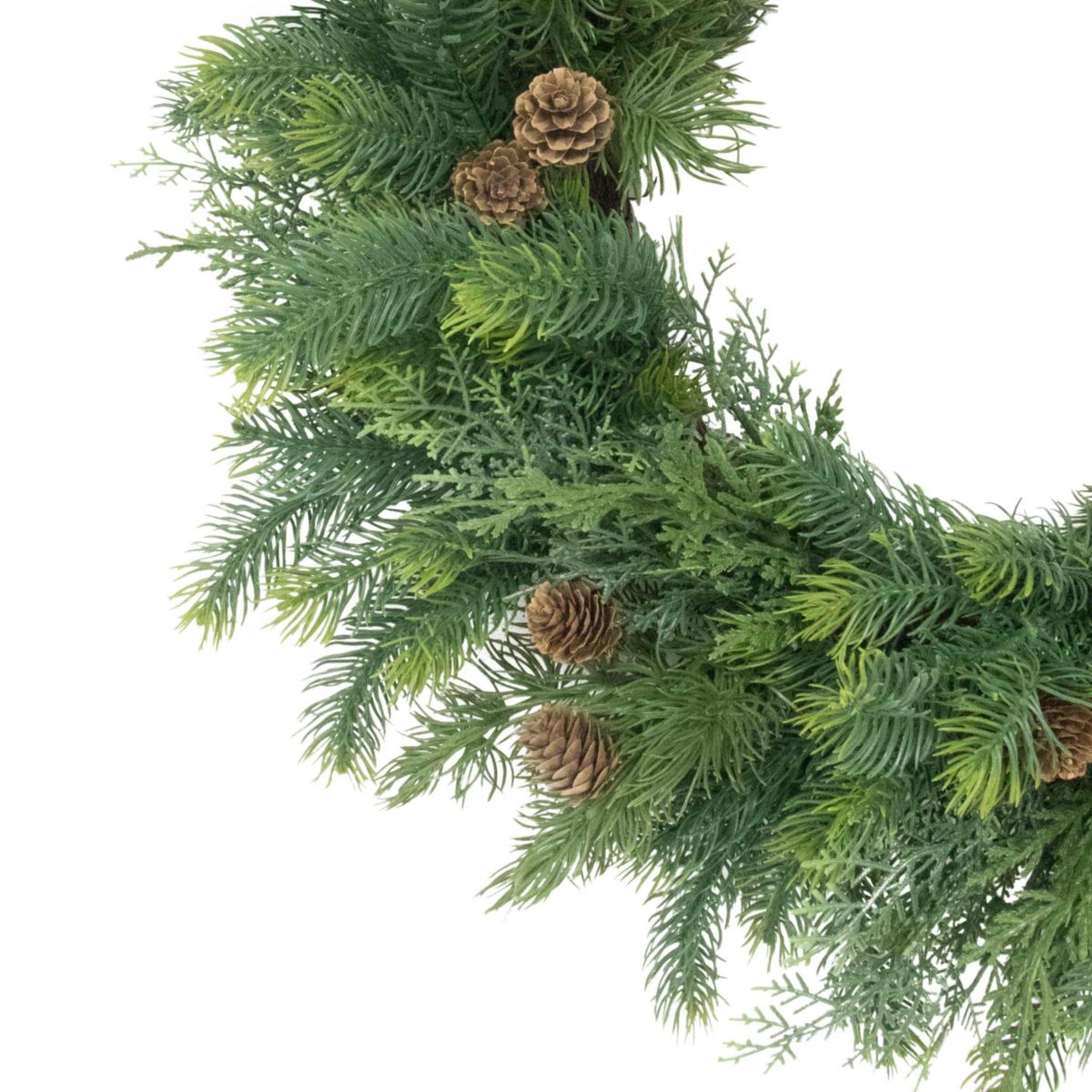 Puleo International 24" Artificial Christmas Wreath with Soft PE Tips Adorned with Pinecones