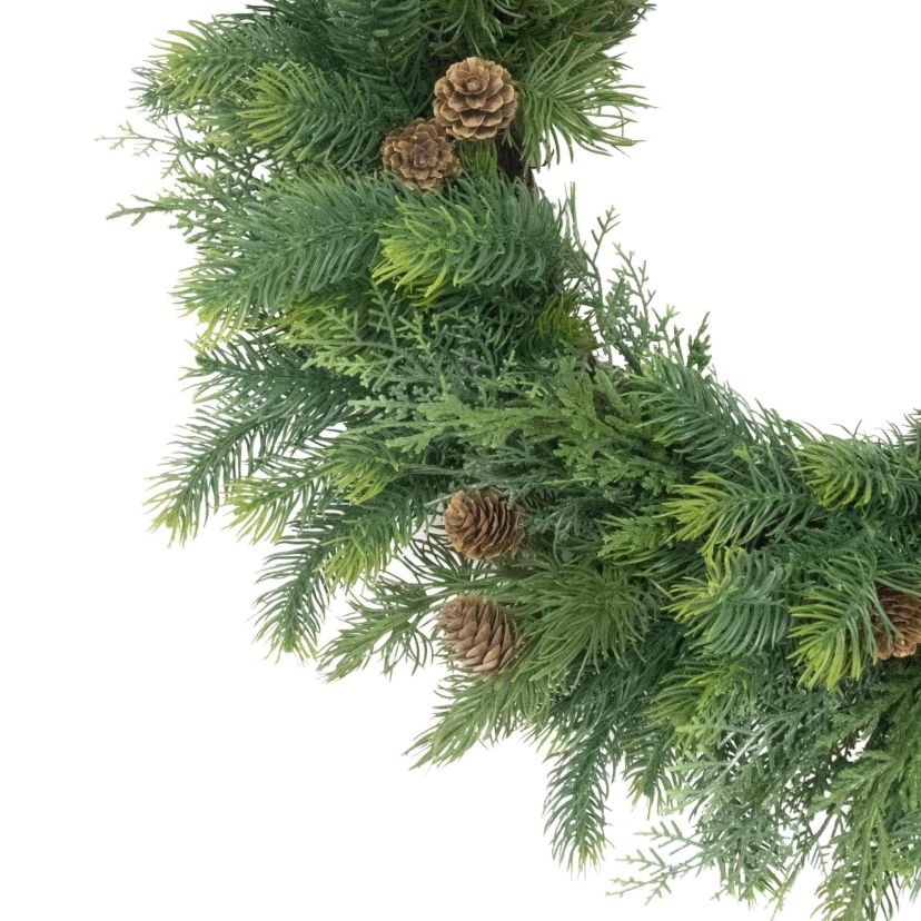 Puleo International 24" Artificial Christmas Wreath with Soft PE Tips Adorned with Pinecones