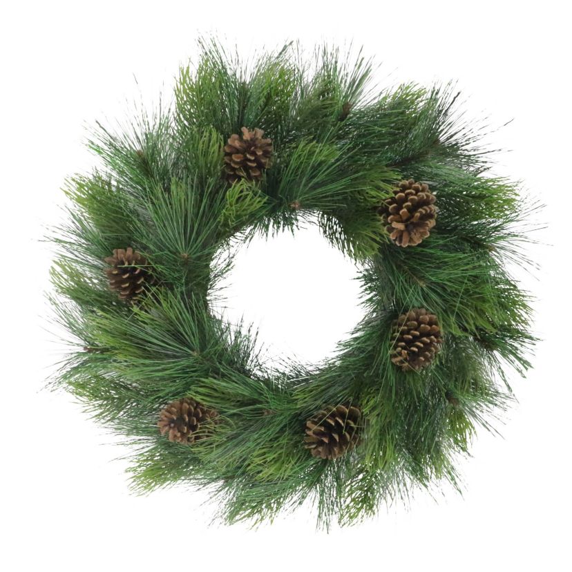 Puleo International 24" Artificial Adorned Wreath with Pinecones