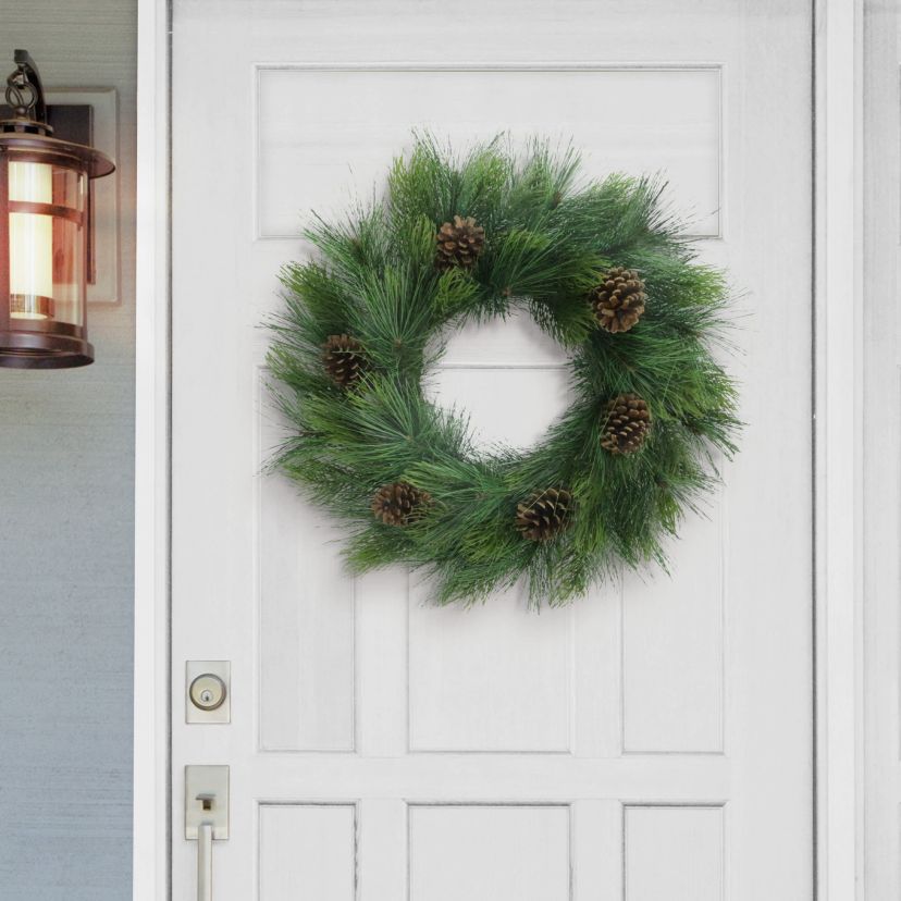 Puleo International 24" Artificial Adorned Wreath with Pinecones