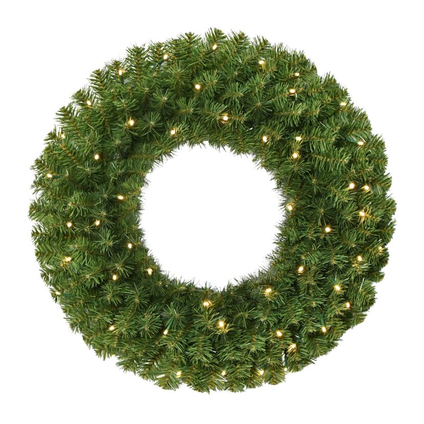 Puleo International 24" Pre-Lit Battery-Operated Artificial Christmas Wreath