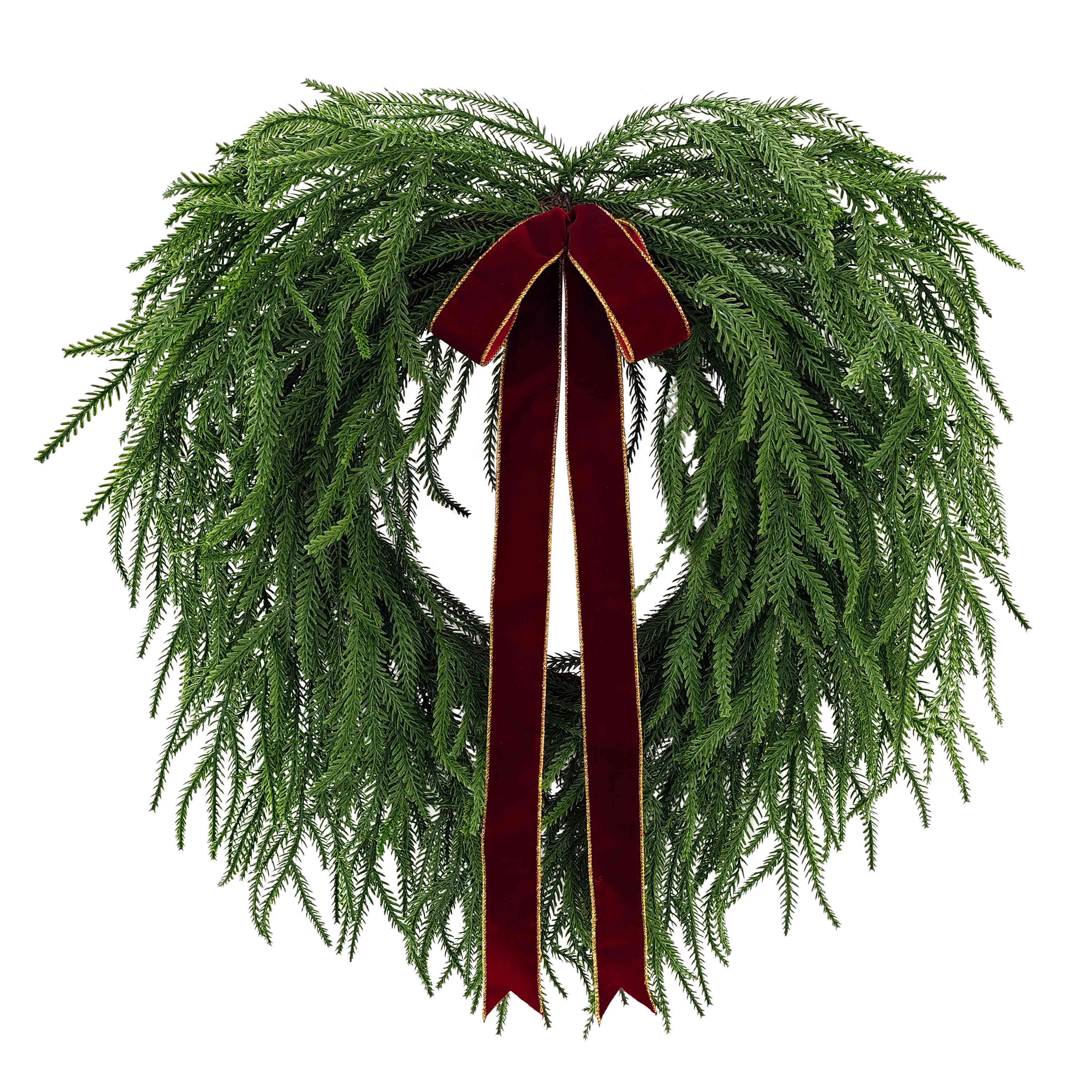 Puleo International 22" Artificial PE Norfolk Pine Wreath with Bow