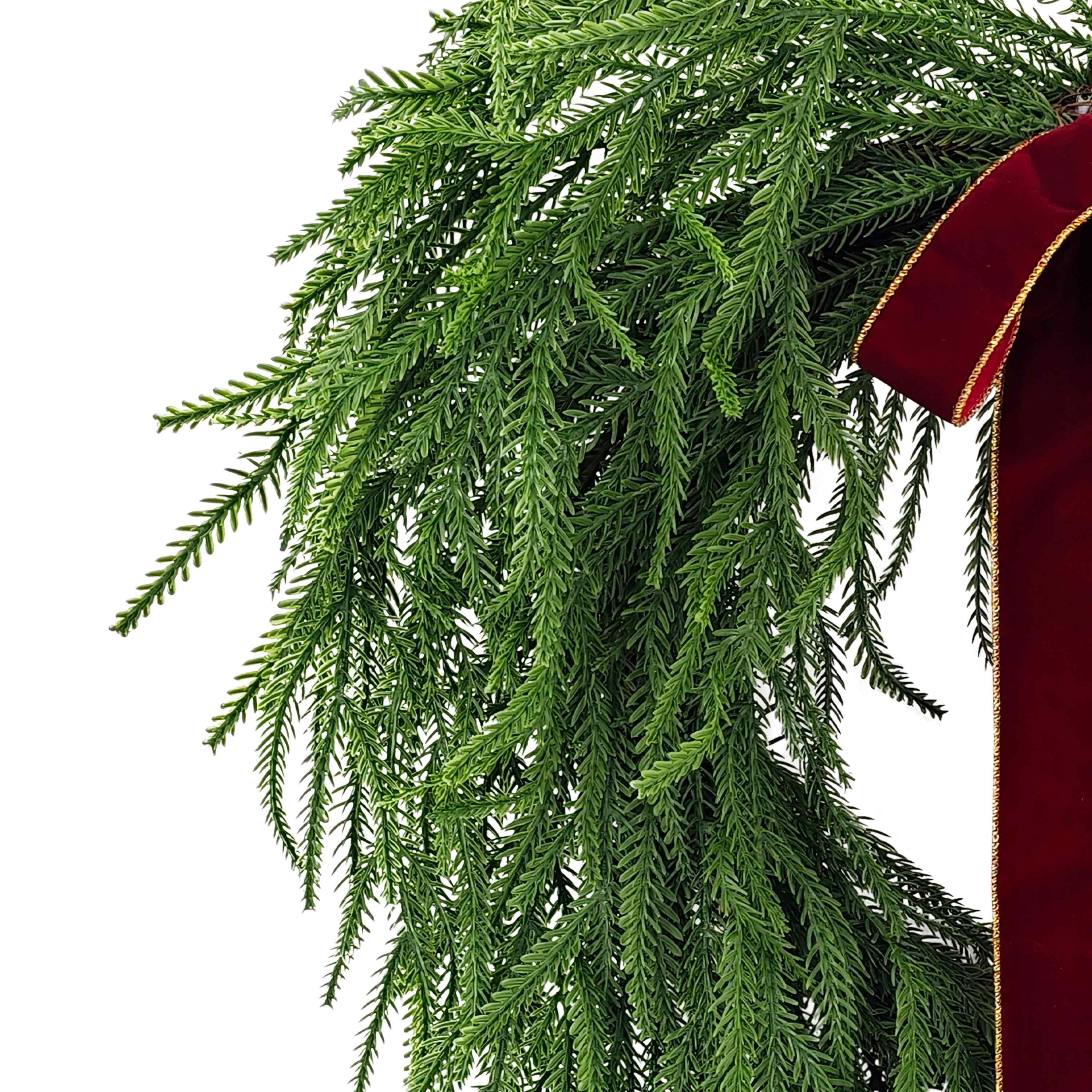 Puleo International 22" Artificial PE Norfolk Pine Wreath with Bow