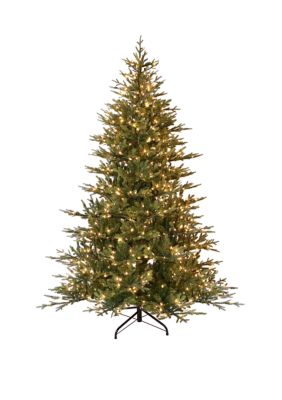 Puleo International 7.5 Foot Pre Lit Balsam Fir Artificial Christmas Tree with 800 UL Listed Clear Lights, Green