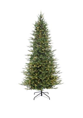 Puleo International 9 Foot Pre Lit Slim Balsam Fir Artificial Christmas Tree With 800 Ul Listed Clear Lights