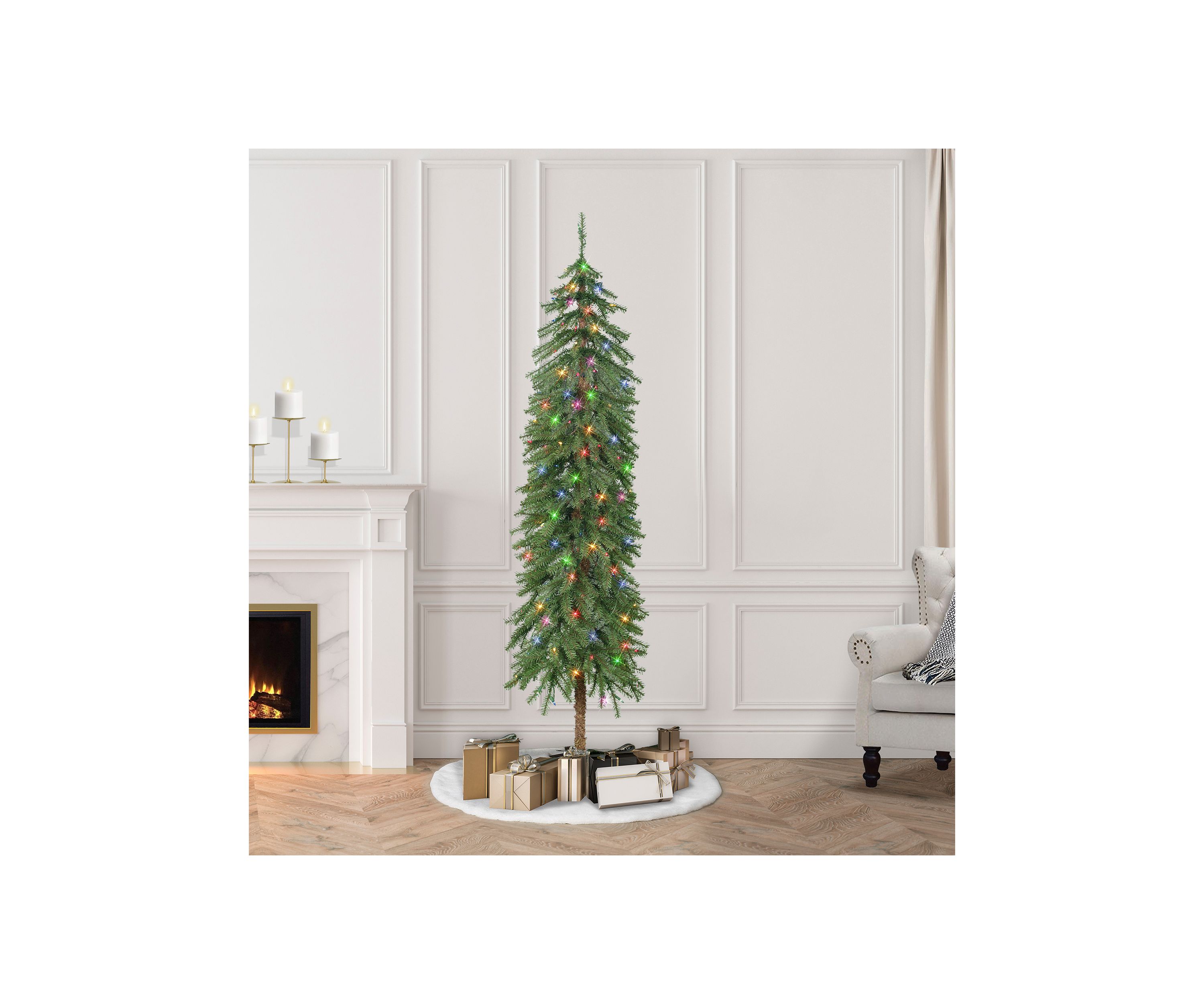 6-foot Pre-Lit Alpine Artificial Tree 518 Tips 200 Multi-Color Lights