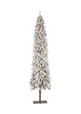 Puleo International 6-foot Pre-Lit Flocked Alpine Artificial Tree 518 Tips 200 Clear Lights