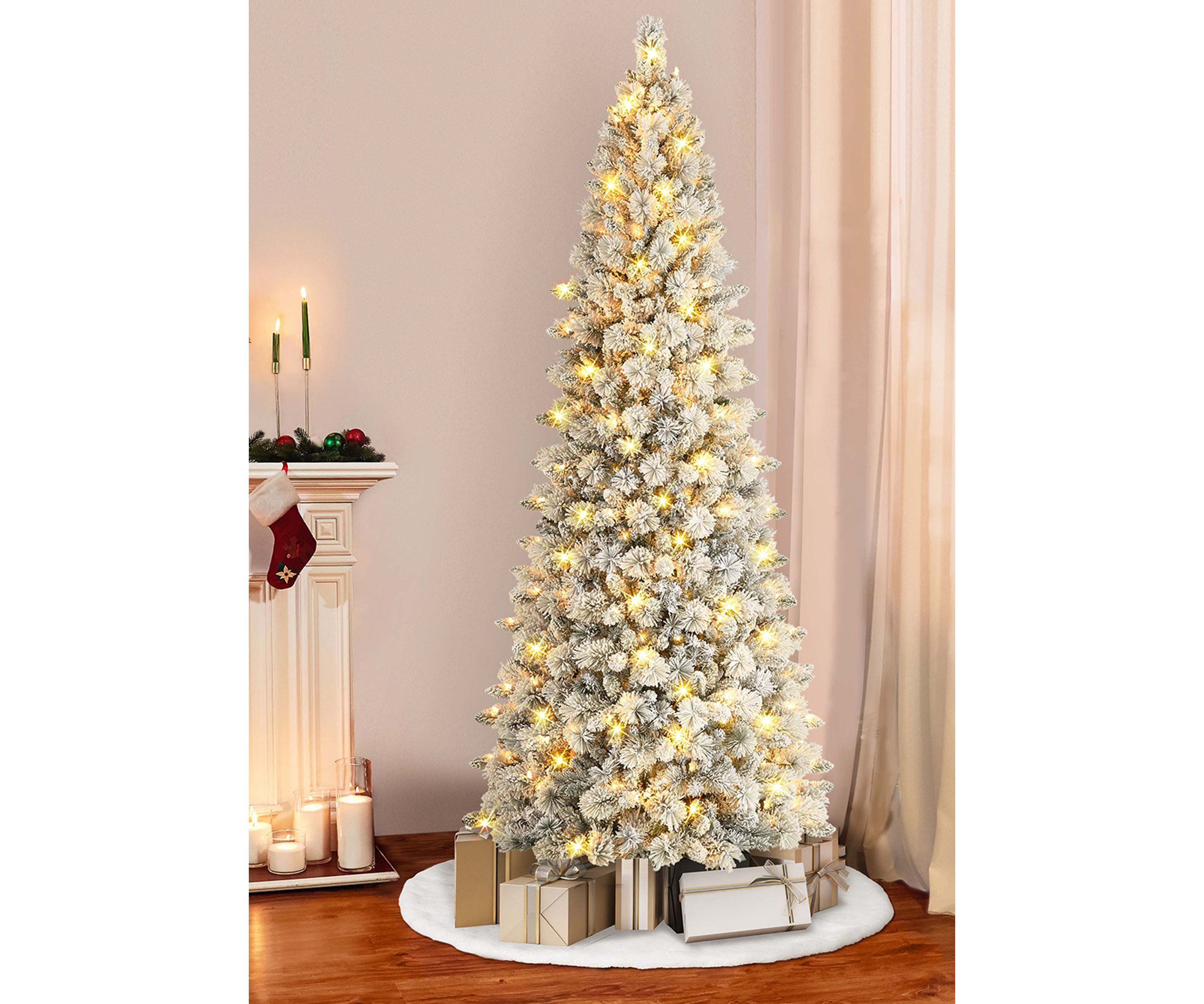 9 ft Pre-lit Flocked Alberta Spruce Tree 1382 Tips 450 Warm White LED lights UL Listed Adaptor