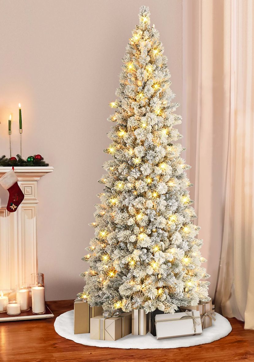 9 ft Pre-lit Flocked Alberta Spruce Tree 1382 Tips 450 Warm White LED lights UL Listed Adaptor