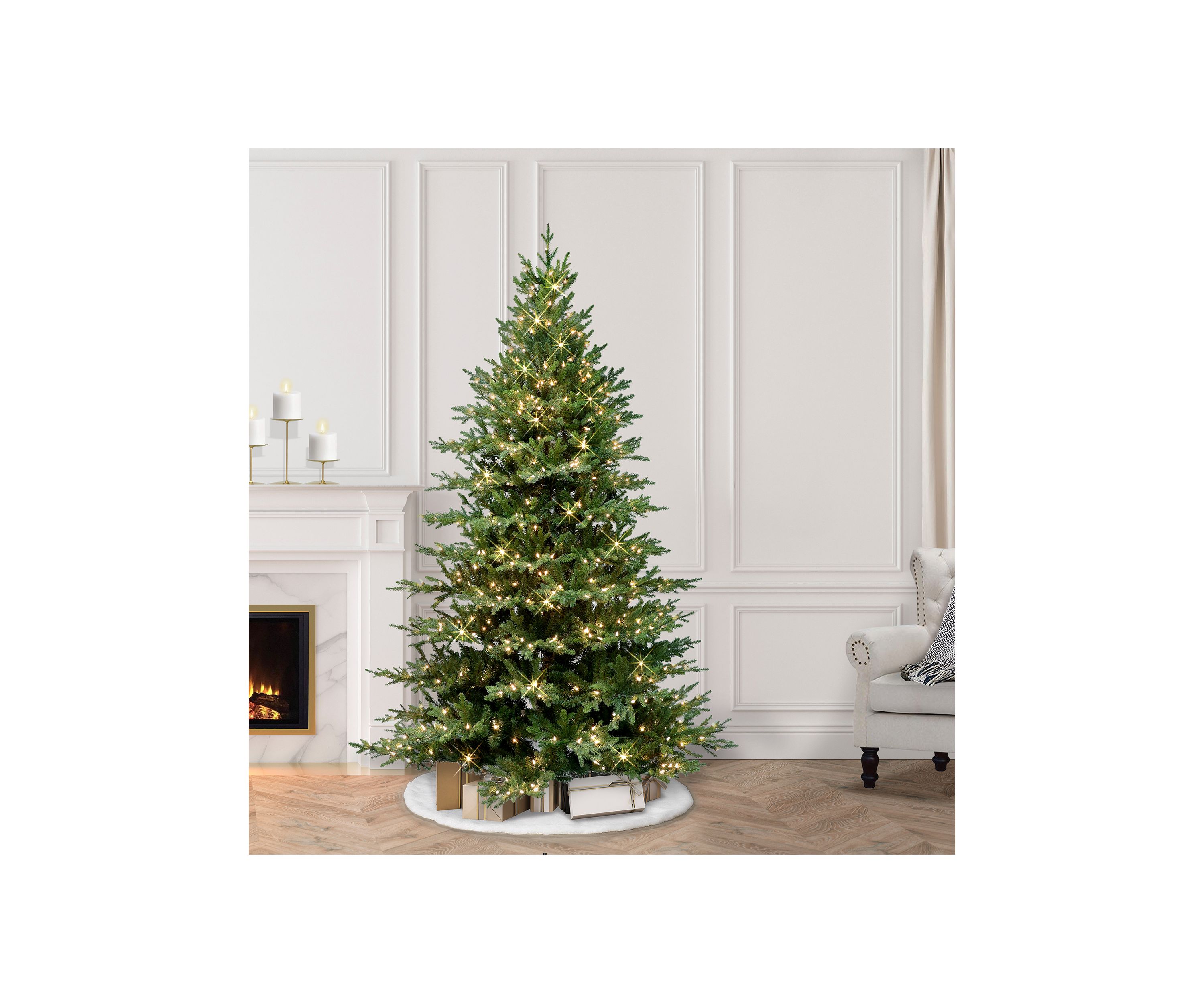 6.5-foot Pre-Lit Balsam Artificial Fir Tree 2626 Tips 400 Clear Lights