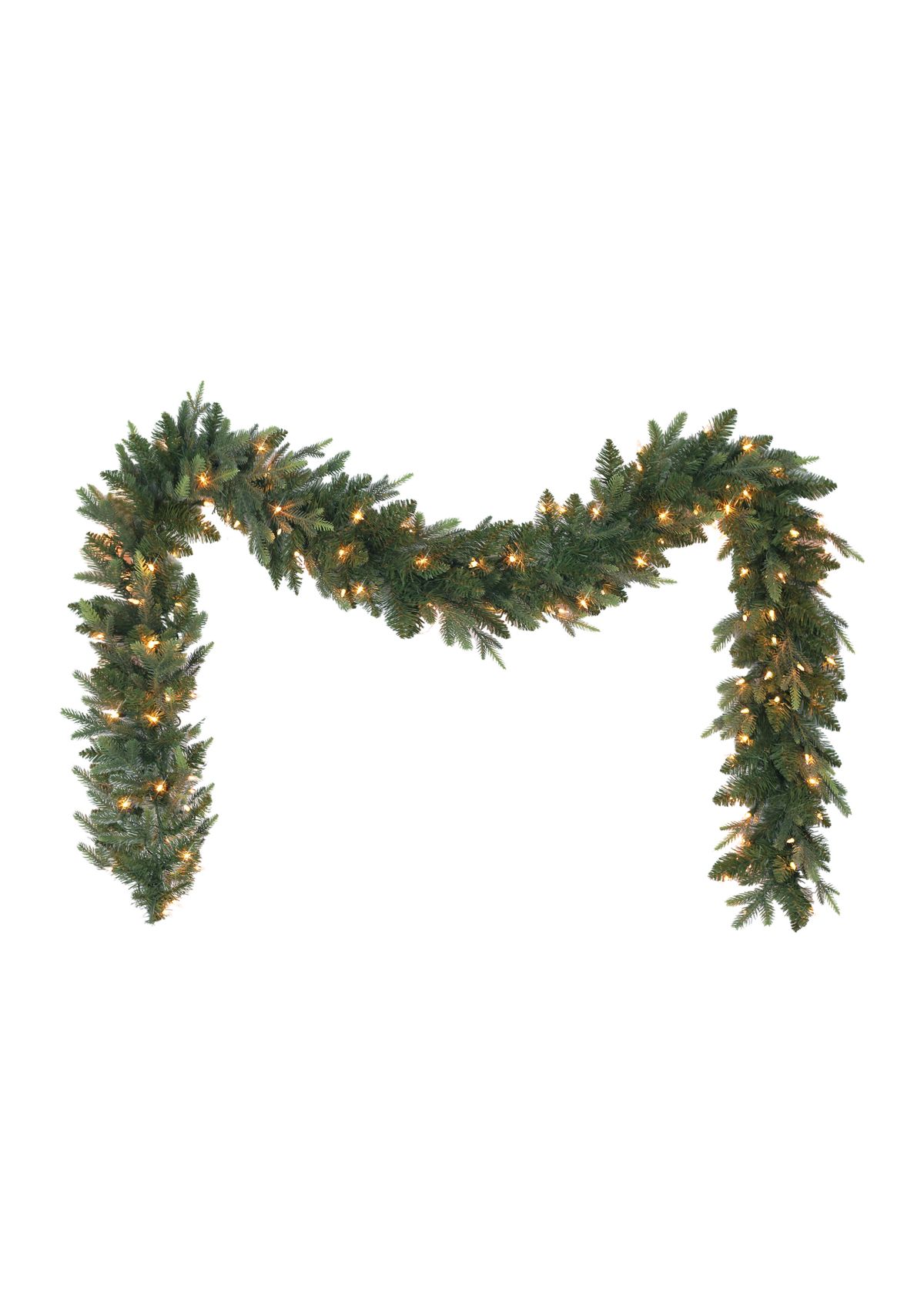 9-foot x 10 Pre-Lit Balsam Fir Garland 420 Tips 100 Clear Lights