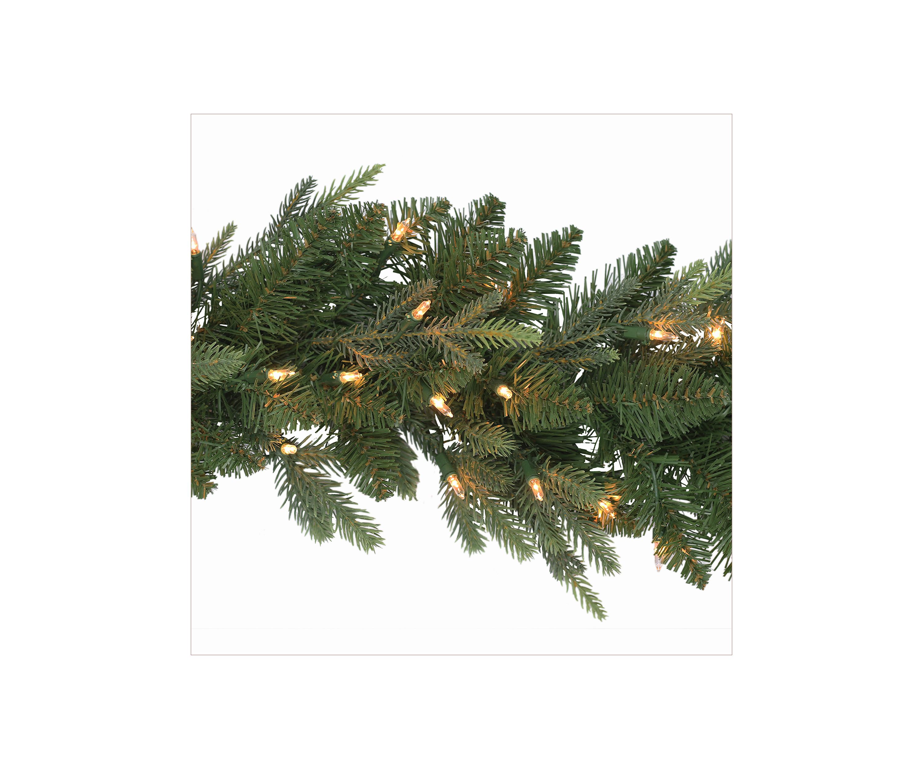 9-foot x 10 Pre-Lit Balsam Fir Garland 420 Tips 100 Clear Lights
