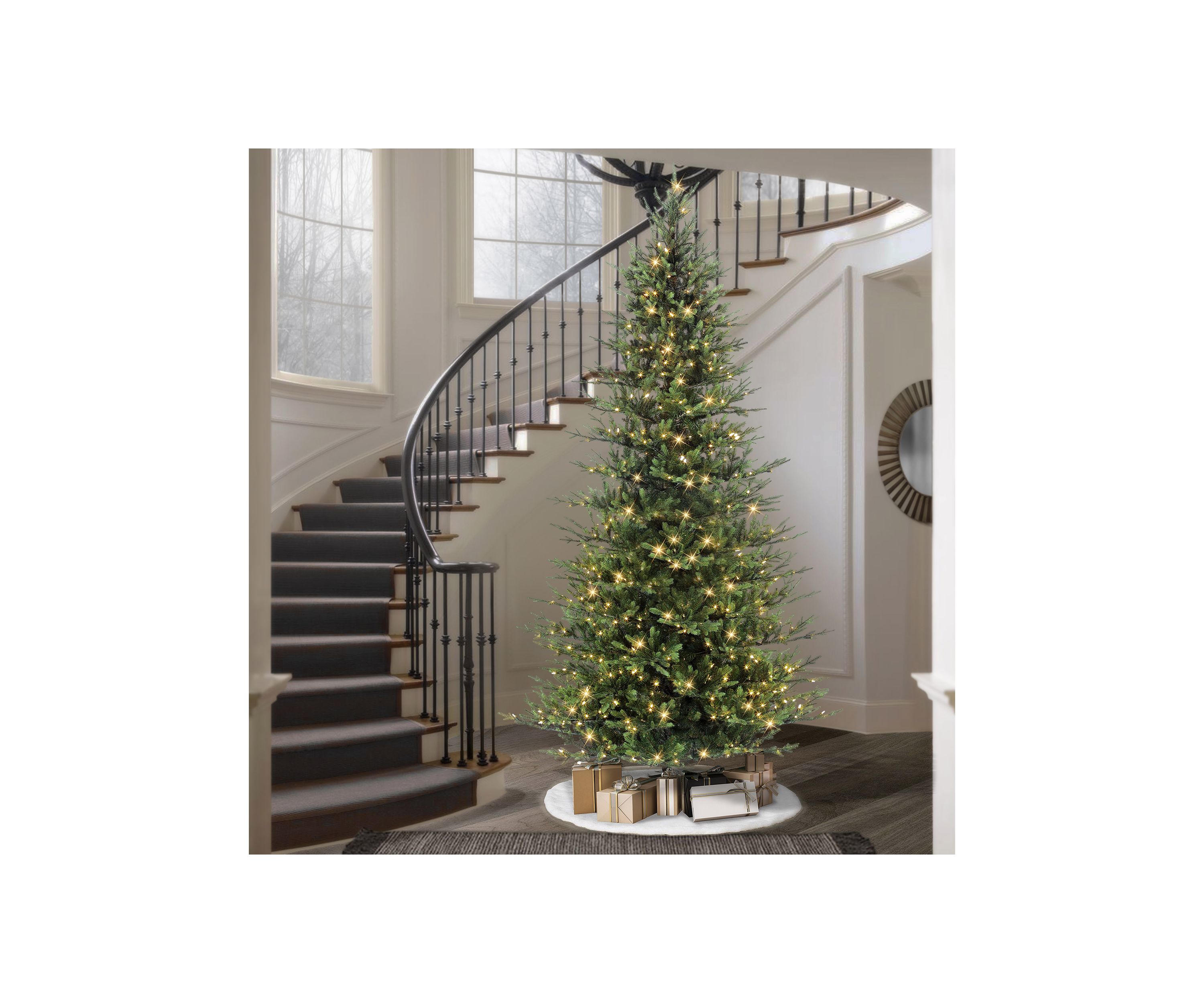 10-foot Pre-Lit Slim Balsam Aritifical Fir Tree 6357 Tips 900 Clear Lights On/Off Foot Pedal Switch
