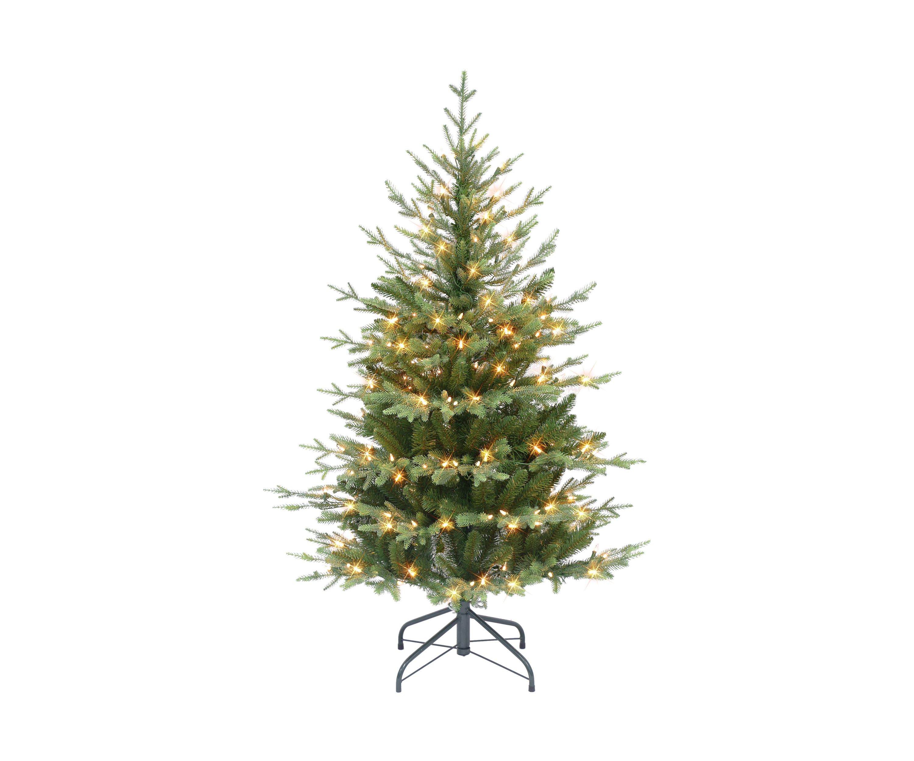 4.5 ft Pre-lit Slim Balsam Fir Artificial Christmas Tree with 200 UL Clear Incandescent Lights Metal Stand Green